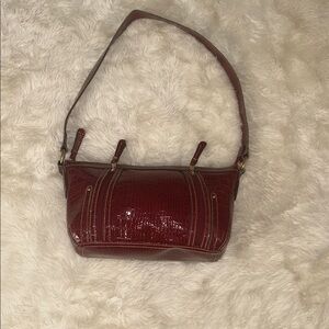 Liz & Co Red Crocodile-Embossed Shoulder Bag